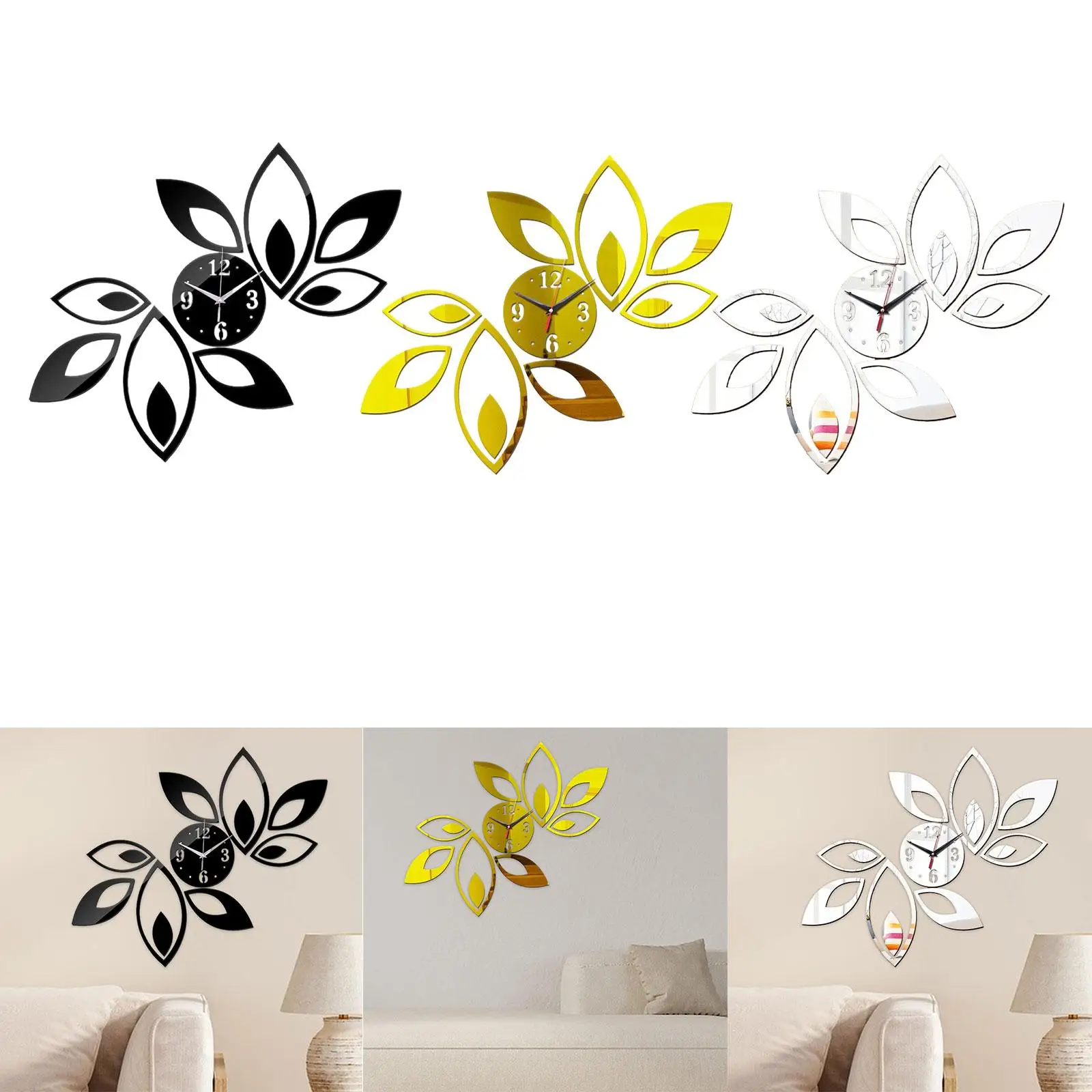 Reloj de pared con espejo acrílico, sin tictac, silencioso, preciso, arte moderno, grande para sala de estar, cafetería interior, cocina y dormitorio - imagen 3