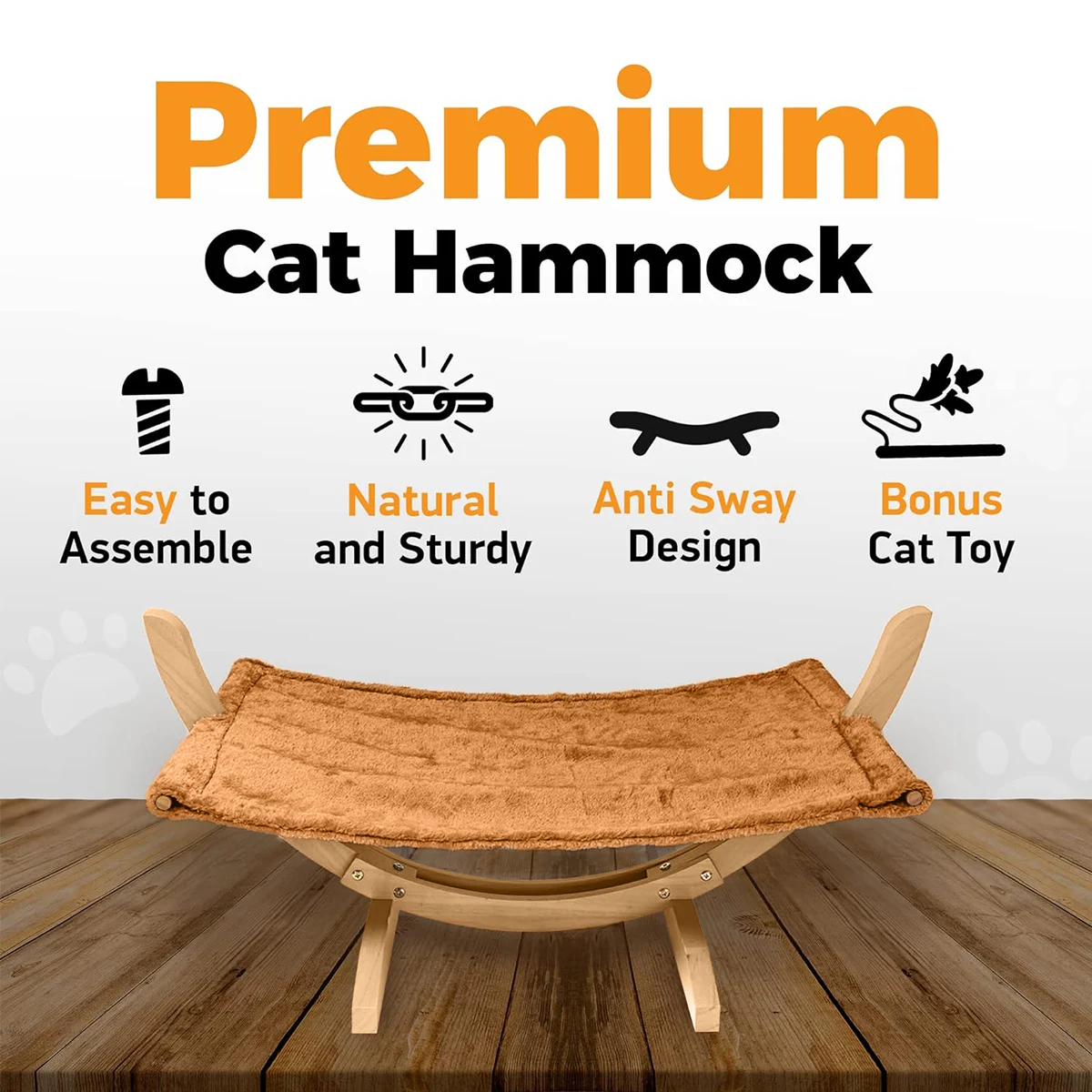 Cama de madera maciza para gatos, hamaca con manta para dormir, transpirable, fácil de montar, para interiores y exteriores, suministros para mascotas - imagen 2