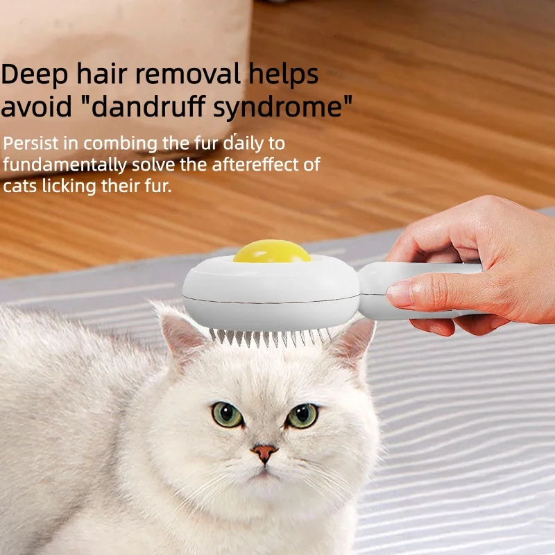 Peine para gatos, cepillo de belleza para eliminación de piel, cepillo autolimpiante de pelo largo, accesorios para perros y gatos, herramienta de aseo para quitar piel flotante