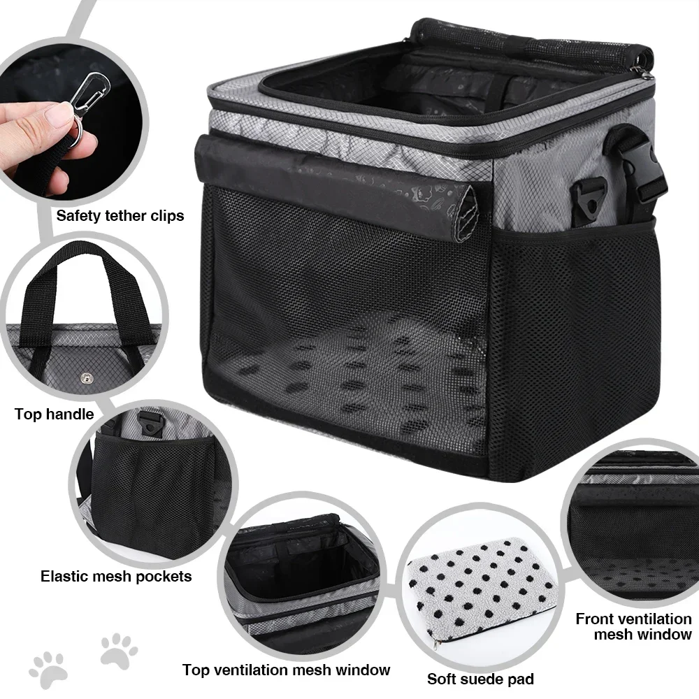 Cesta delantera para bicicleta, bolsa de transporte para perros y mascotas, bolsa de lona plegable con suspensión extraíble para bicicleta, capacidad de peso de 15 libras - imagen 5