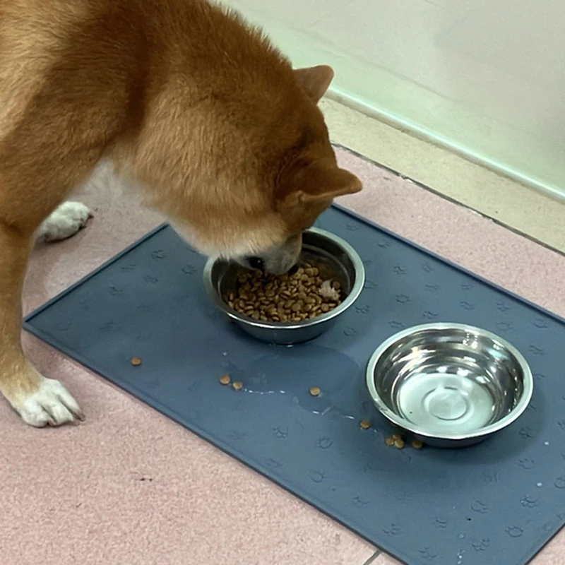 Estera cuadrada de alimentación para mascotas de 30x48cm, almohadilla de alimentación de silicona para comida de perros, mantel impermeable para mascotas, estera de alimentación antideslizante para gatos y perros