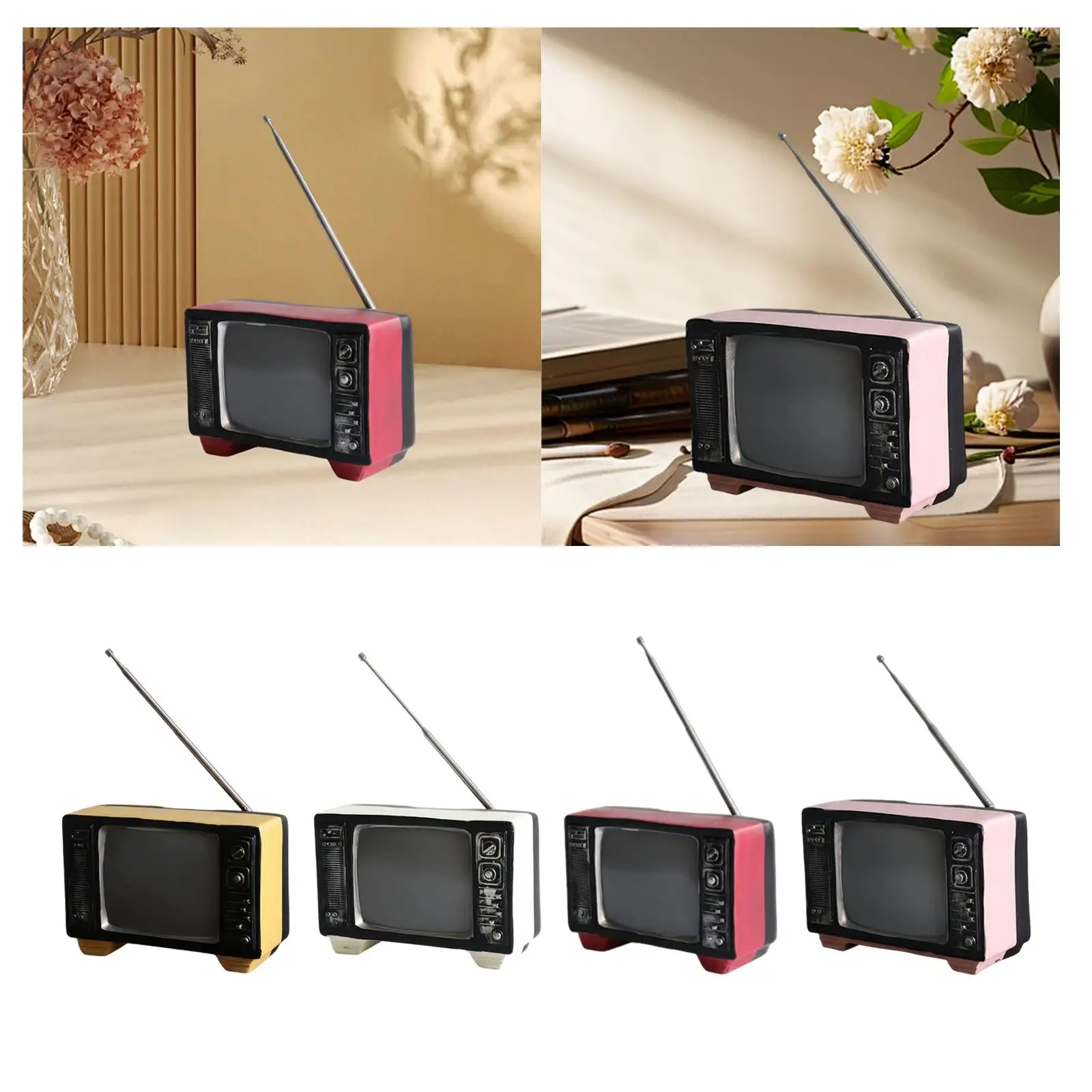 Retro Radio Shape Resin Sculpture Creative Vintage Room Decoration Tabletop Collectible for Bedroom Cabinet Shelf