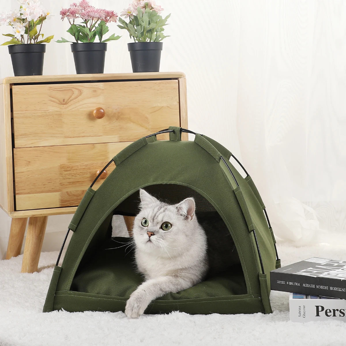 Cama para gatos, tienda para mascotas, cojines cálidos, suministros, productos, accesorios, muebles, sofá, cesta, camas, tiendas de campaña para gatitos, concha de invierno - imagen 2