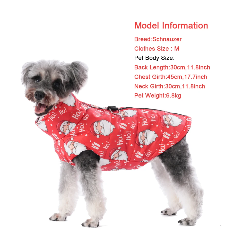 Ropa cálida para perros Otoño Invierno chaqueta para mascotas para perros pequeños medianos gatos lindo estampado de Papá Noel trajes para cachorros disfraz de Navidad de Pug - imagen 4