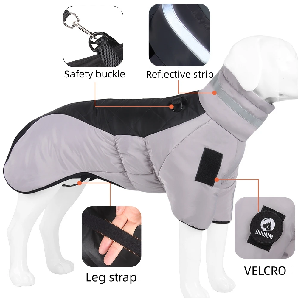 Chaqueta reflectante para perros grandes, ropa cálida de invierno, abrigos impermeables para perros, grueso, para exteriores, mantiene el calor, suministros de disfraces para mascotas - imagen 2