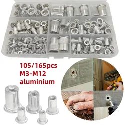 Juego de tuercas de remache de aluminio 105/165 pzas M3-M12 para gatos