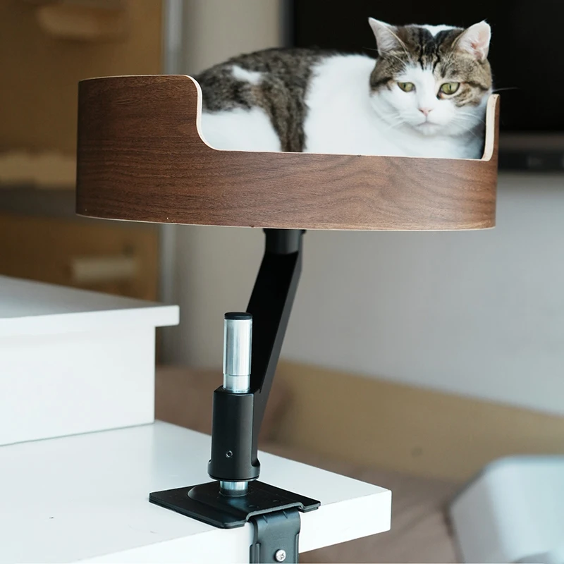 Nido para gatos de escritorio de oficina, elevación ajustable 360 °   Cama giratoria para gatos, estera para mascotas, hamaca, escritorio, nido flotante para gatos, suministros de marco de escalada