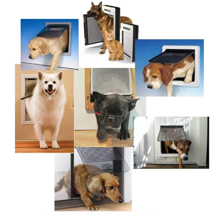 Puerta de plástico bidireccional para mascotas, puerta de entrada libre con orificio para perro y gato, cerrojo de seguridad, accesorios para mascotas - imagen 5