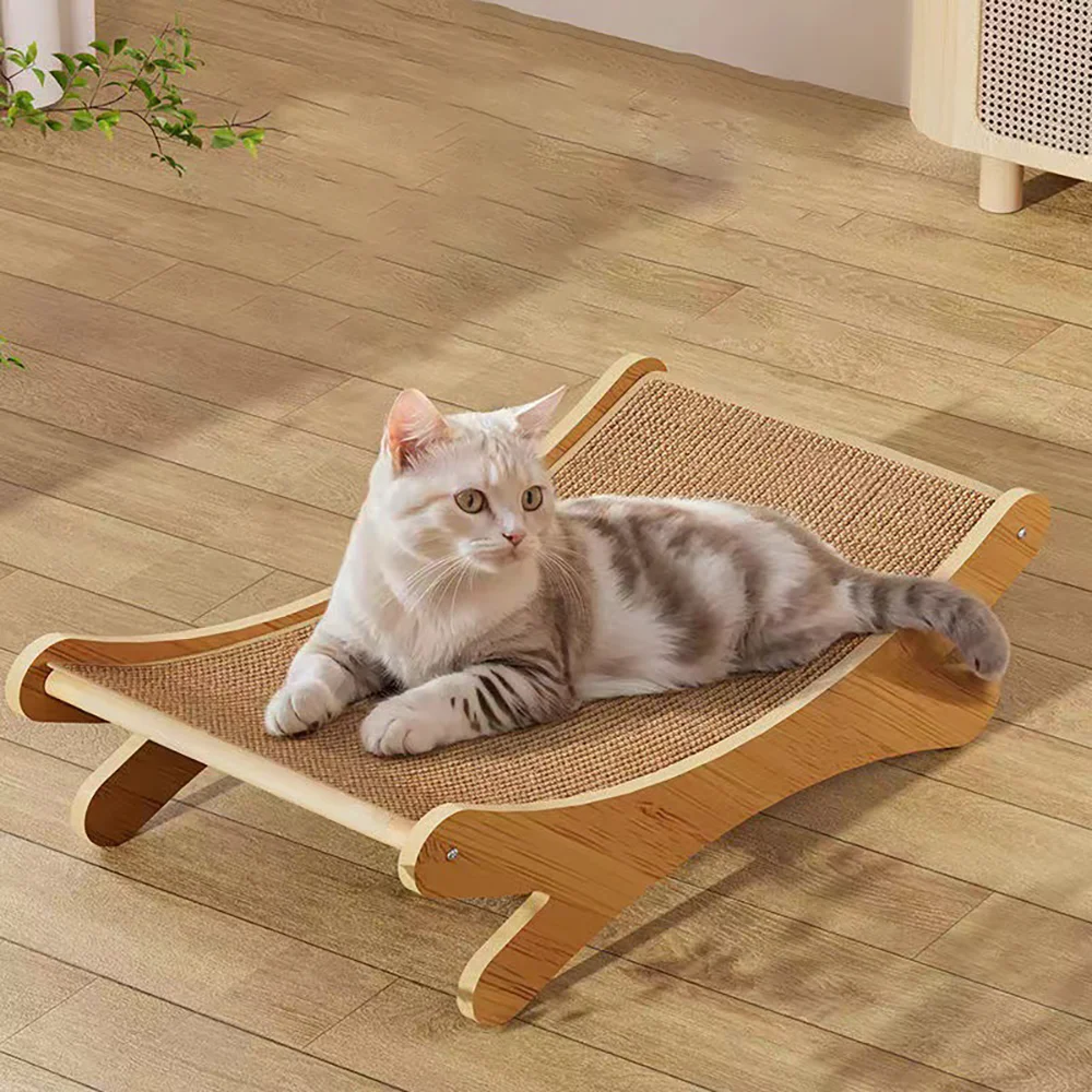 Tabla para rascar y almohadilla 2 en 1 para gatos, cama para dormir de madera, tabla para rascar para gatos desmontable y resistente al desgaste, juguetes para gatos - imagen 2
