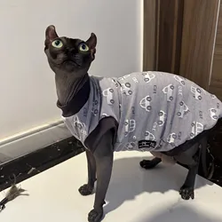 Camiseta de algodón manga corta para gato Sphynx y Devon Rex – verano