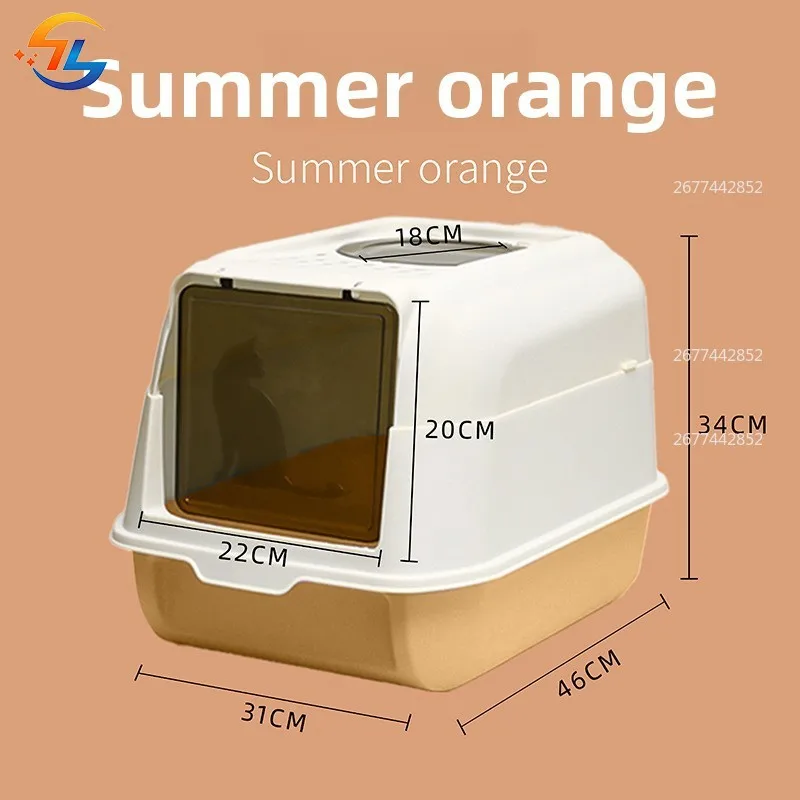 Cuenco de arena para gatos cerrado grande, cuchara de arena abatible, cuchara de arena para inodoro para gatos extraíble, fácil de limpiar - imagen 3