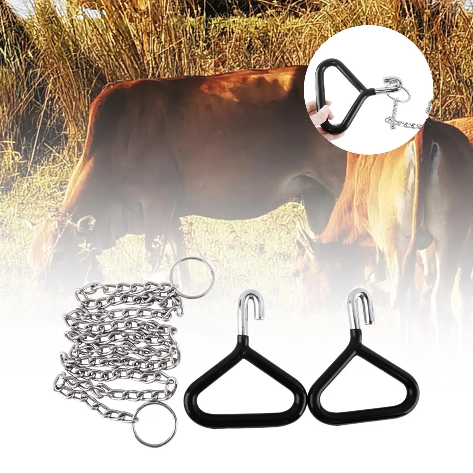 Cow Ob Apparatus Leg Catch Kit Wide Application Rust Proof Heavy-duty 2 Handle Veterinary Instruments for Dairy Farm Rancher Cow Ob Apparatus Leg Catch Kit Wide Application Rust Proof Heavy-duty 2 Handle Veterinary Instruments for Dairy Farm Rancher