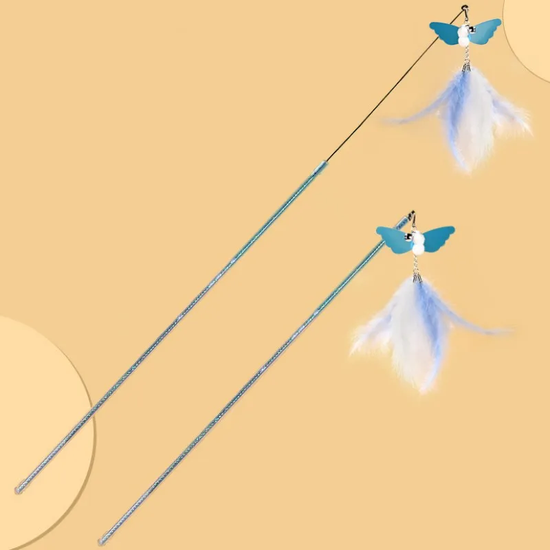Juguetes de mariposa interactivos para gatos, palo de burlas, mango retráctil con campana, productos para mascotas - imagen 4
