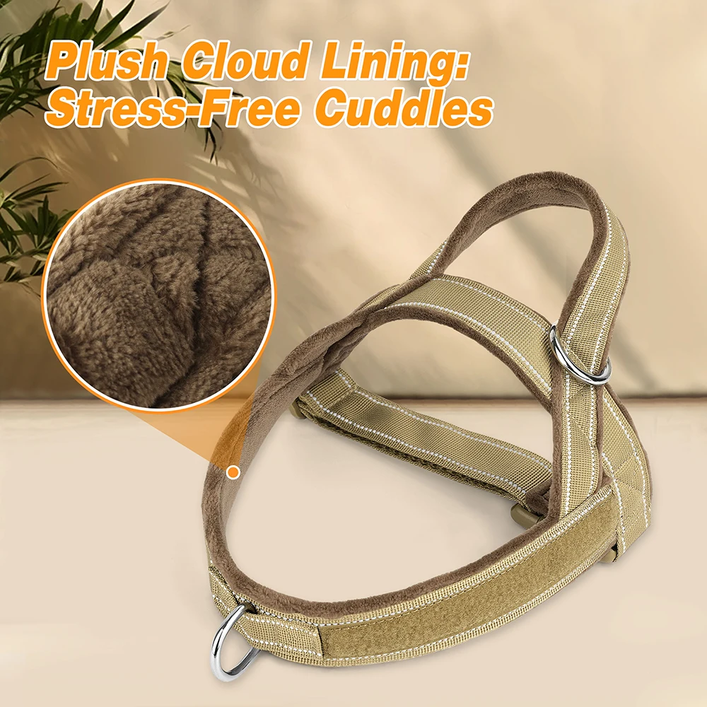 Arnés de perro acolchado de piel suave, arnés de entrenamiento táctico reflectante para perros, sin tirones con mango, bandera gratis, regalo para perros medianos y grandes - imagen 3