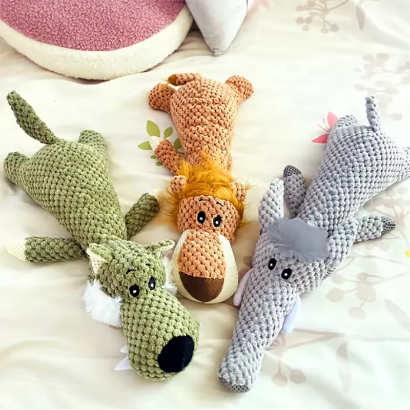 1/3 Uds. Juguete grande para perros, juguete de peluche con sonido resistente a mordeduras, León, Lobo, elefante, juguete para mascotas de dibujos animados, juguete para perros pequeños y medianos