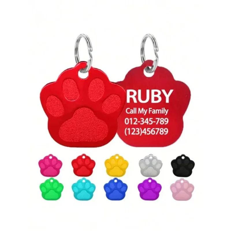 Etiqueta de identificación de gato con pata personalizada, grabada con nombre de mascota, placa de identificación personalizada para evitar pérdidas, adecuada para perros pequeños y gatos, 1 ud. - imagen 5