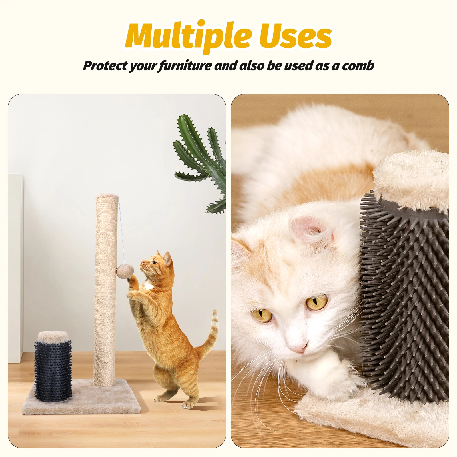 Rascador para Gatos Poste de Rascador para Gatos 60x30x30cm Beige - imagen 4