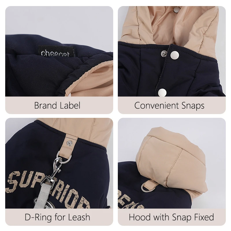 Ropa de otoño e invierno para perros pequeños, abrigo cálido acolchado para exteriores para mascotas, monos para perros, traje impermeable para cachorros para Schnauzer Bichon - imagen 3