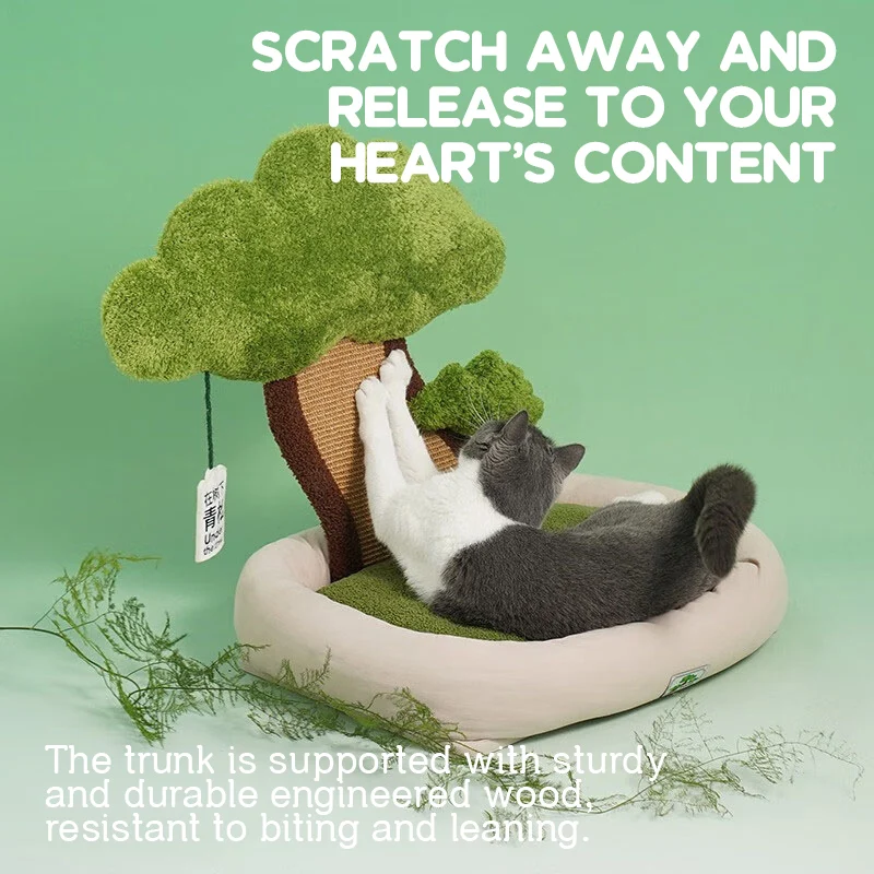Cama para gatos con rascador para gatos, diseño de arena para gatos de estilo único, cama grande para gatos con poste rascador, cama de diseño minimalista - imagen 2
