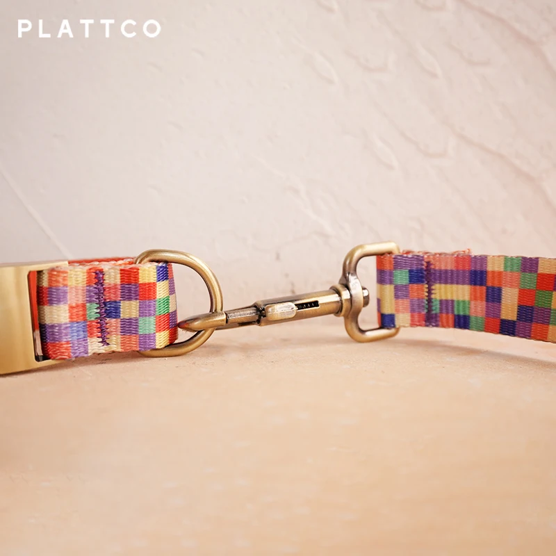 PLATTCO conjunto de perro de diseño único estampado NEON PLAID con hebilla de bronce de alta calidad tamaño 5 PDC308Br y PDL308Br - imagen 4