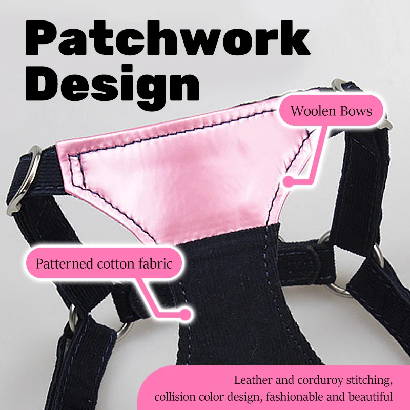 Conjunto de arnés y correa para perro, correa de pecho ajustable para cachorro, cuerda de plomo de lujo personalizada para perros pequeños y medianos y gatos, diseño de retales - imagen 2