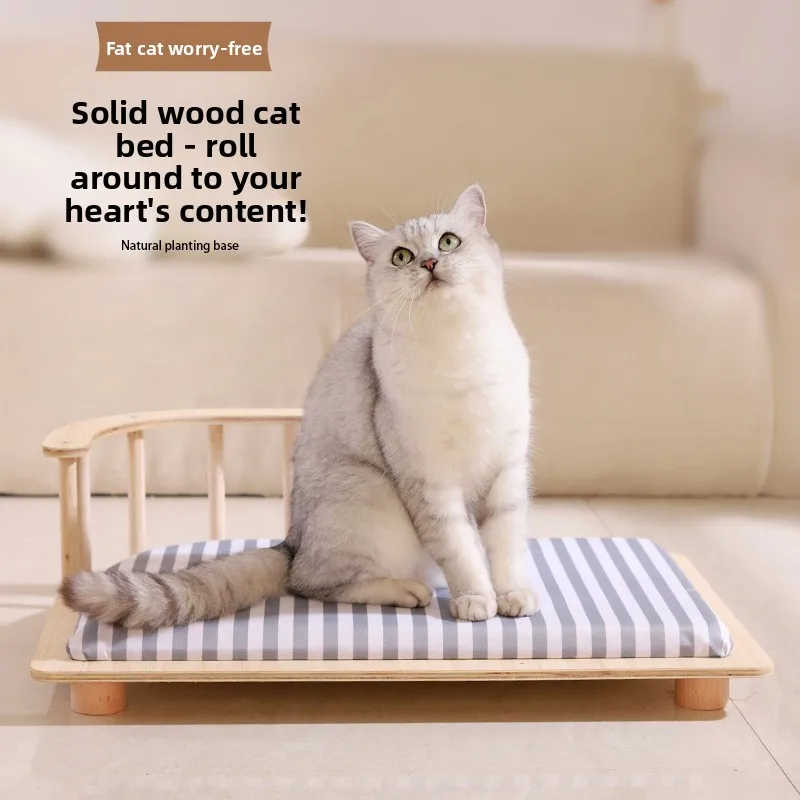 Cama elevada de madera maciza antihumedad para gatos y perros pequeños - imagen 2