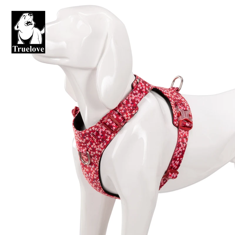 Truelove-arnés para perros, nuevo diseño de moda, arnés para perros pequeños y grandes, algodón Floral, varios tamaños, reflectante ajustable TLH6283