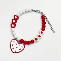Collar cereza con campanilla para perros y gatos – hecho a mano