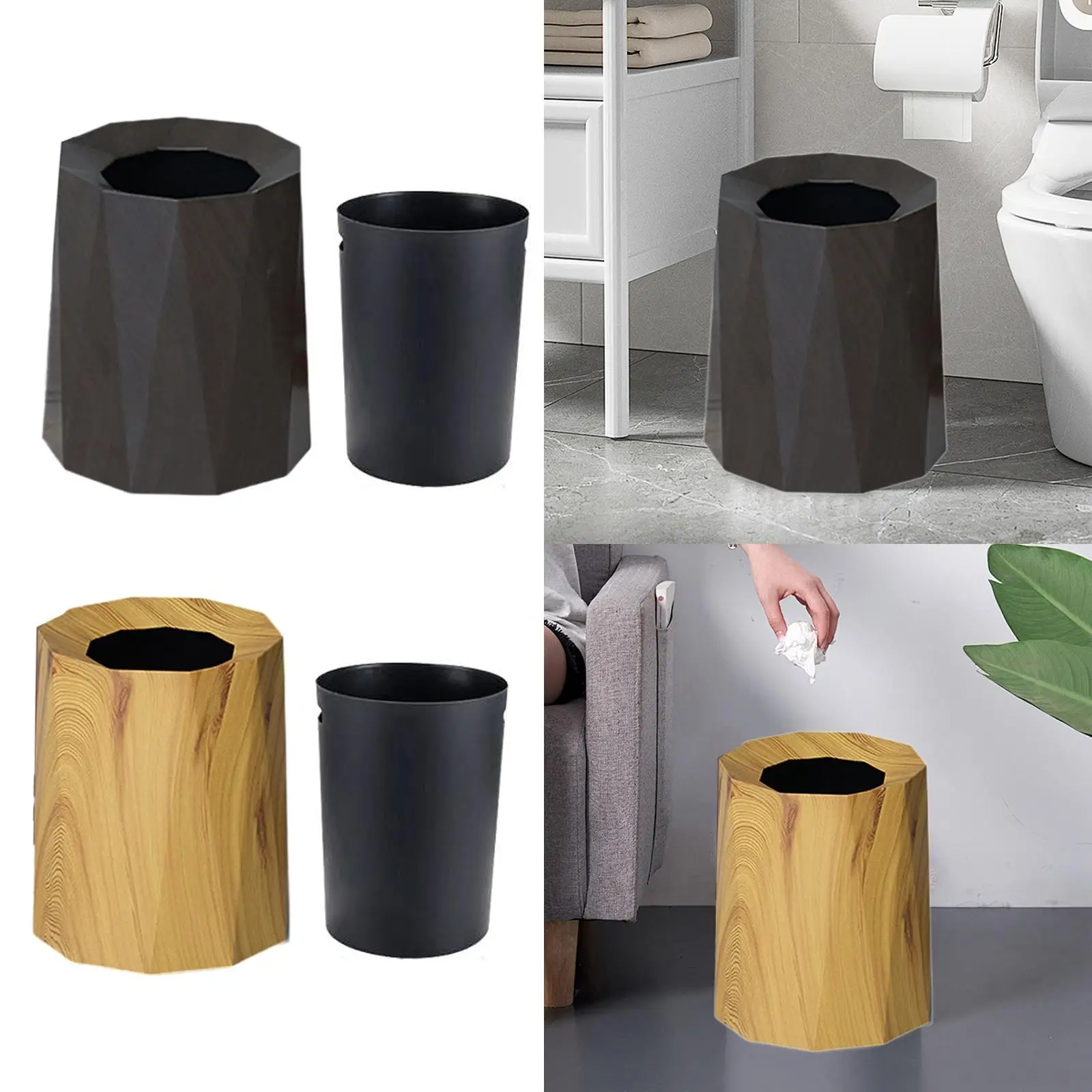 Cubo de basura, contenedor de basura, cubo de basura elegante para el hogar, cubo de basura para Patio, baño, patio, sala de estar, cocina