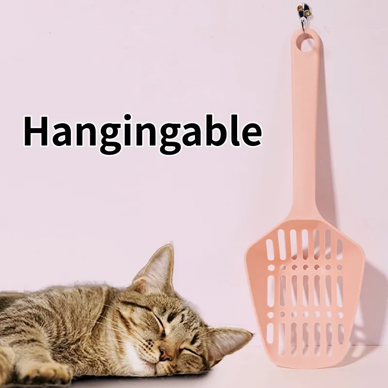 Pala para arena para gatos, pala para arena con mango largo, pala para arena colgante para gatos, limpieza de inodoro, pala para gatos con agujero grande, productos para mascotas - imagen 3