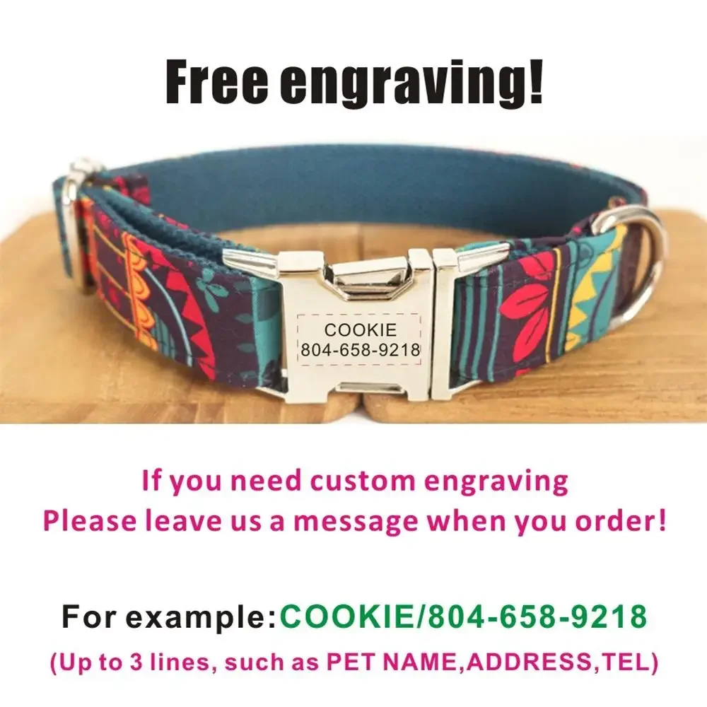 Collar de perro personalizado con grabado gratuito, correa para mascotas a juego, hebilla de Metal de contactos personalizados, Collar para cachorro Maya - imagen 4