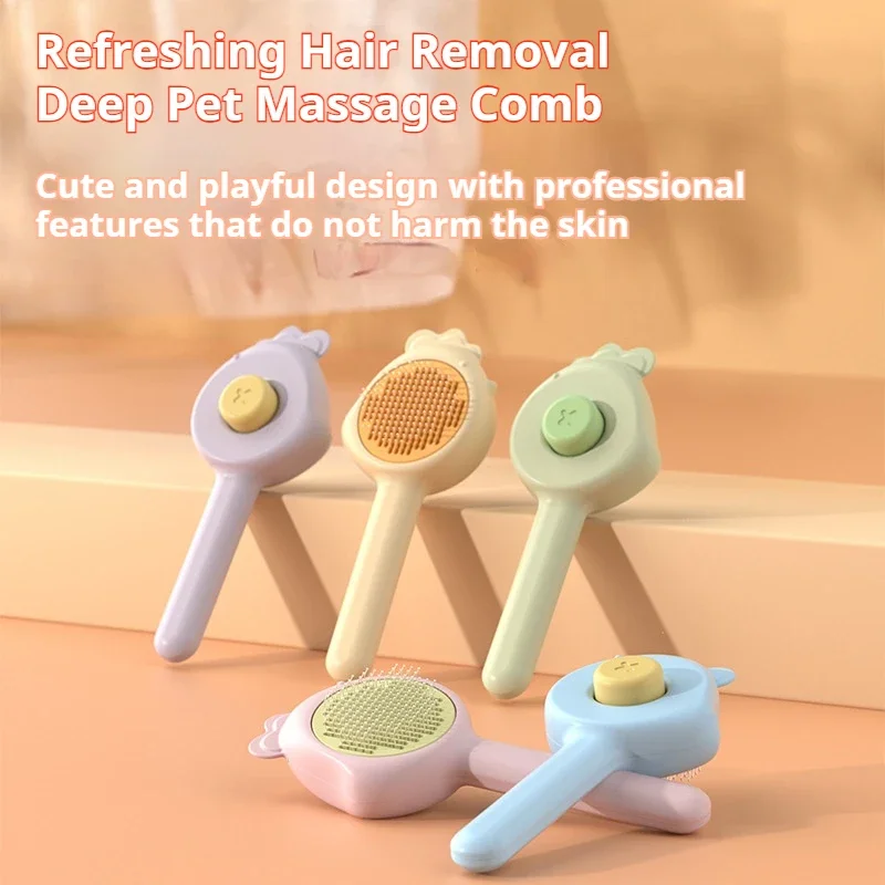 Suministros de limpieza para mascotas, depilación con un clic, peine de acero inoxidable para gatos, cepillo de depilación para perros, peine para mascotas - imagen 2