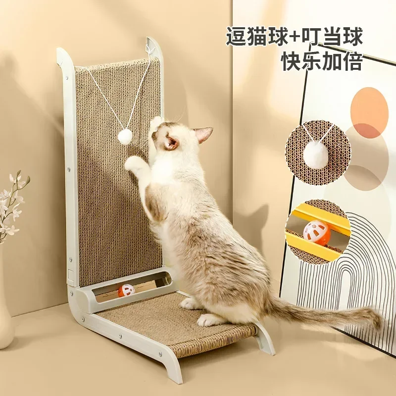 Tablero para rascar gatos Simple en forma de L, tablero de garra grande Vertical resistente al desgaste, papel corrugado resistente a los arañazos - imagen 4