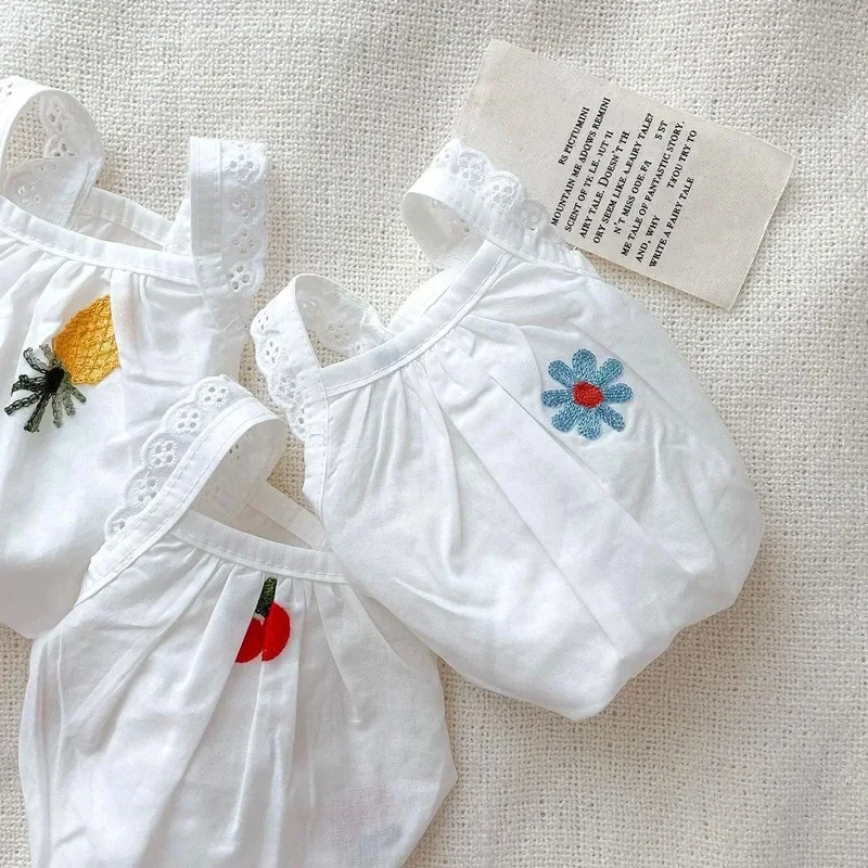 Chaleco de flores para cachorros, chaleco fino de verano para mascotas, ropa de fruta de Pomerania, camiseta suave de peluche Bichon Frise, ropa para perros cereza - imagen 2