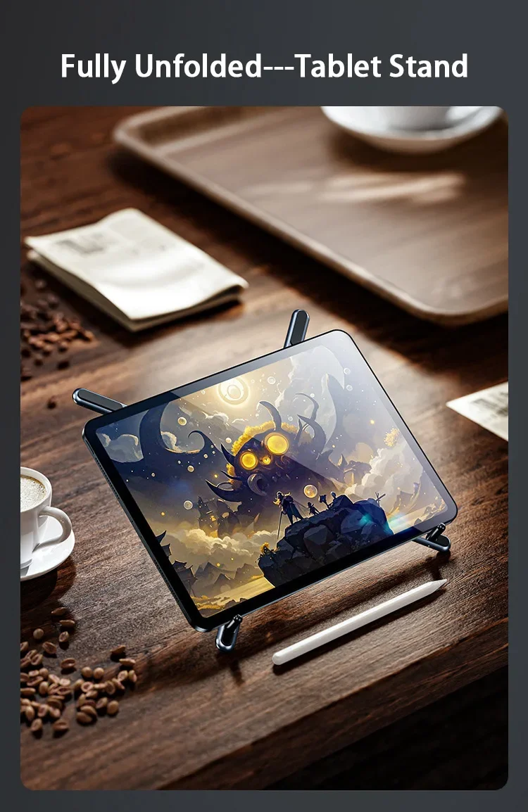 Soporte de teléfono para tableta iPad 2 en 1 de aleación de aluminio para MagSafe, soporte de teléfono multifuncional con ajuste portátil de viaje magnético de Metal - imagen 2