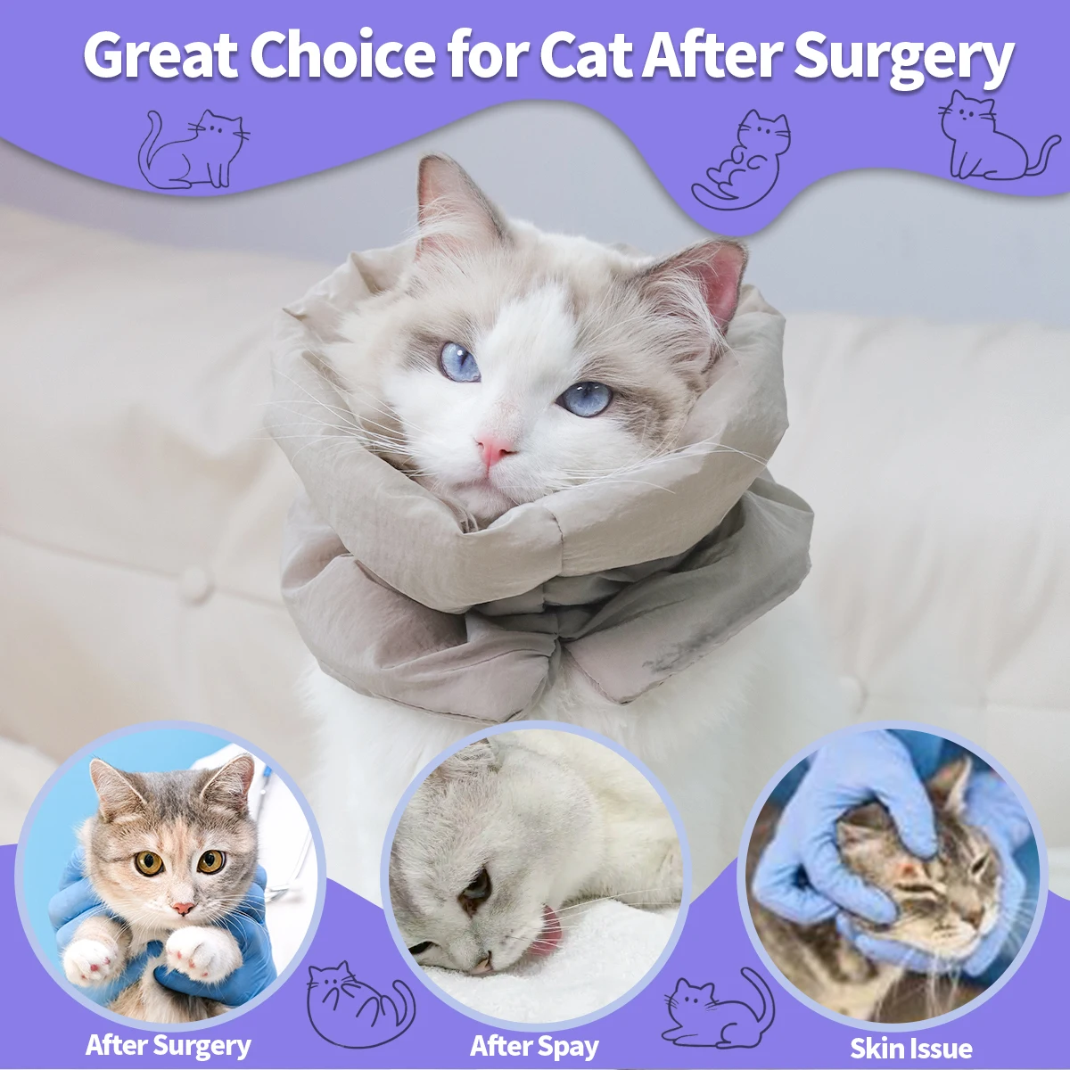 Collar isabelino impermeable para gatos – Evita lamer después de operar - imagen 5