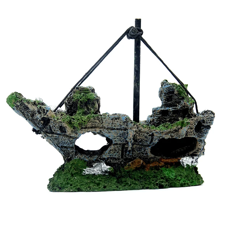 Adornos creativos de pecera con forma de naufragio, decoración de paisajismo, resina de Acuario, Rocalla, adornos artesanales para el hogar, D9266 - imagen 4