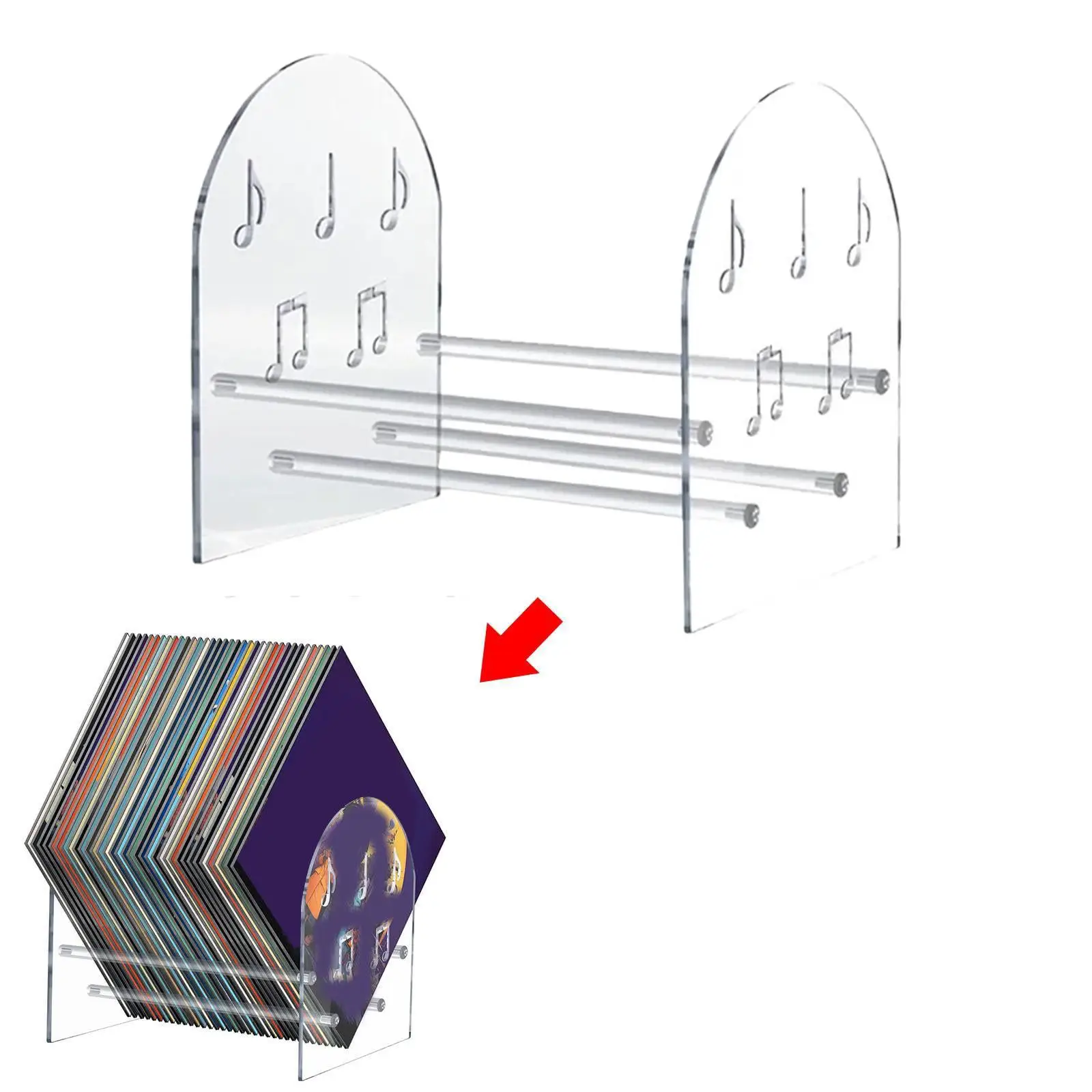 Record Storage Rack Acrylic Versatile Easy Assembly Modern Transparent Vinyl Record Holder LP Holder Organizer for Albums files