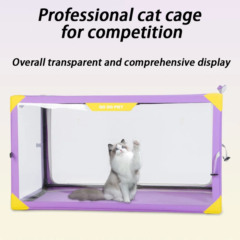 Jaulas de competición profesionales plegables para gatos, jaulas transparentes y transpirables para gatos, suministros integrados para acampar al aire libre para mascotas