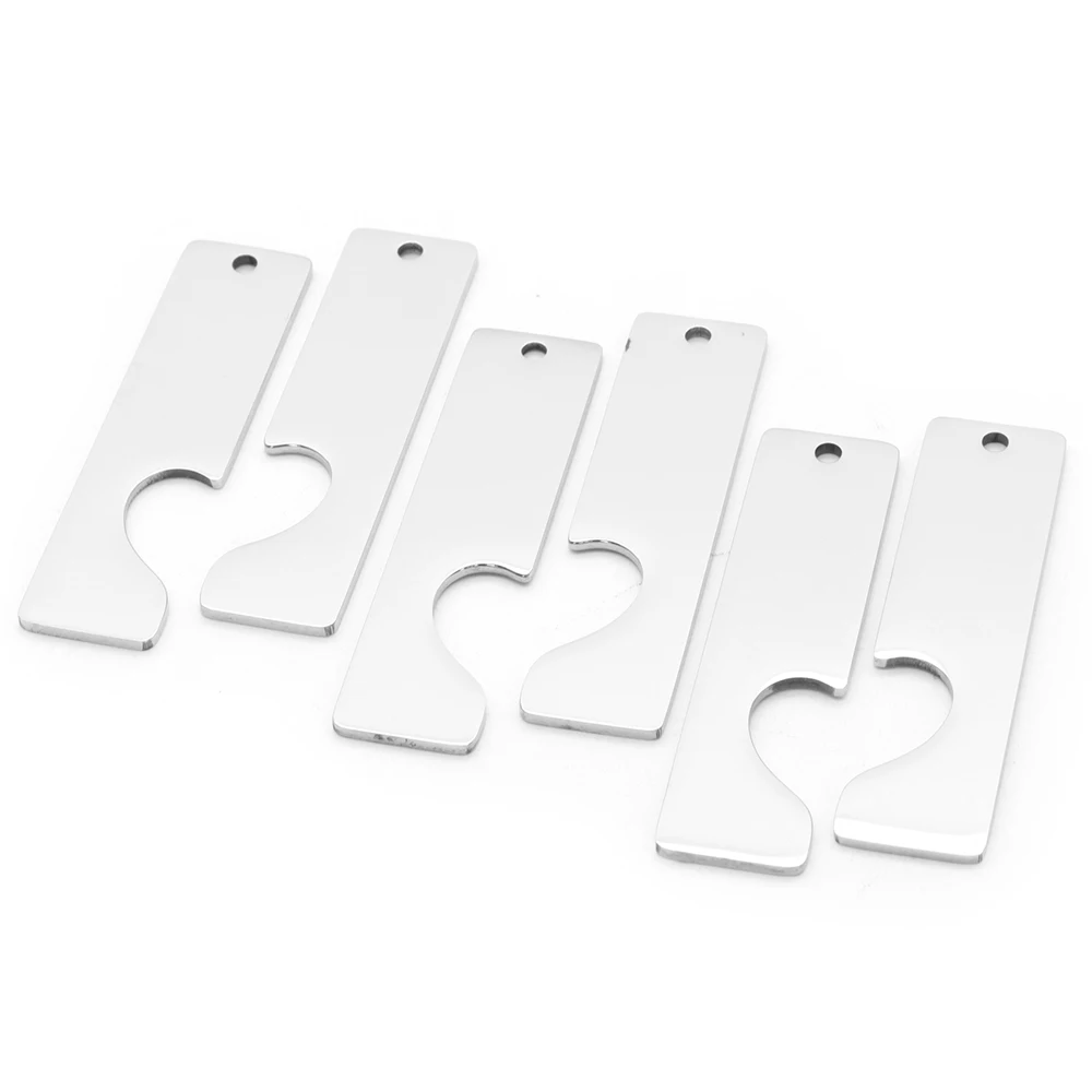 Colgantes rectangulares de acero inoxidable grabables personalizados para pareja, accesorios de encanto, 50 pares - imagen 5