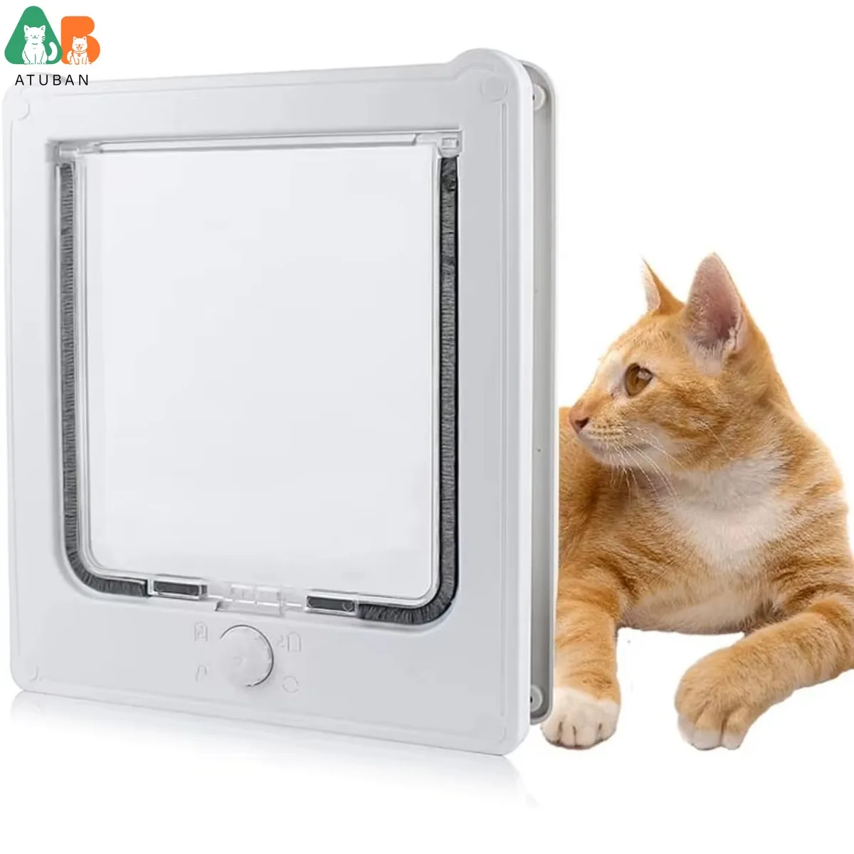 Puerta Interior para gatos pequeños, puerta con solapa de 4 vías de bloqueo, de madera/ventana, Exterior, resistente a la intemperie - imagen 2