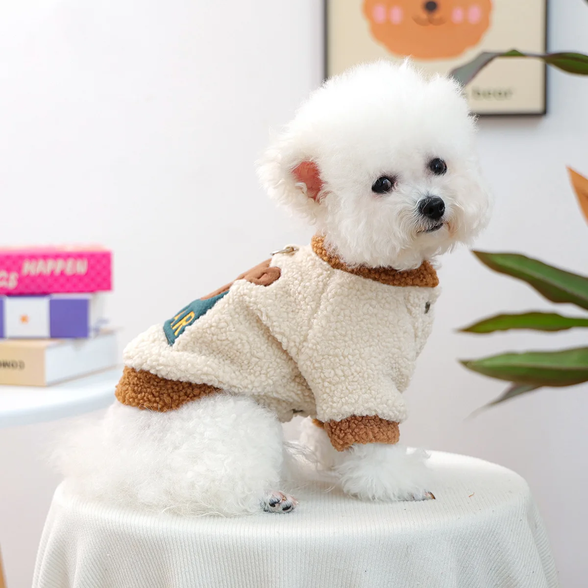 Linda sudadera para perros con estampado de animales, ropa cálida y acogedora para mascotas para perros pequeños y medianos, ropa de peluche para Chihuahua, suministros para mascotas - imagen 3
