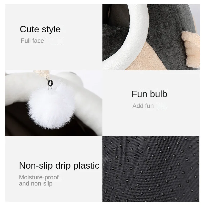 Cama tipo farol para gatos, cesta cálida para mascotas, cojín acogedor para tumbona, tienda de campaña, cueva muy suave y lavable - imagen 5