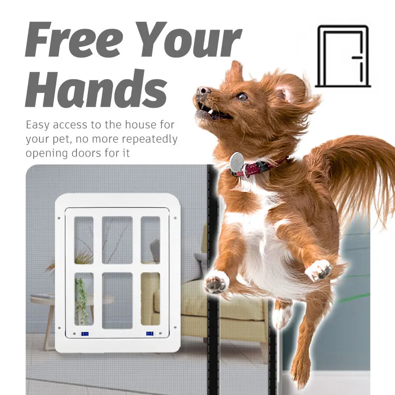 Puerta con solapa para mascotas, duradera, extragrande, con bloqueo de seguridad, cierre automático, fácil de instalar, accesorios para perros y gatos, hogar - imagen 4