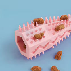 Juguete de cepillo de dientes para masticar para perros, palo de limpieza y dentición TPR, juguete de molienda de goma resistente a mordeduras para limpieza de dientes, juguete divertido de comida con fugas