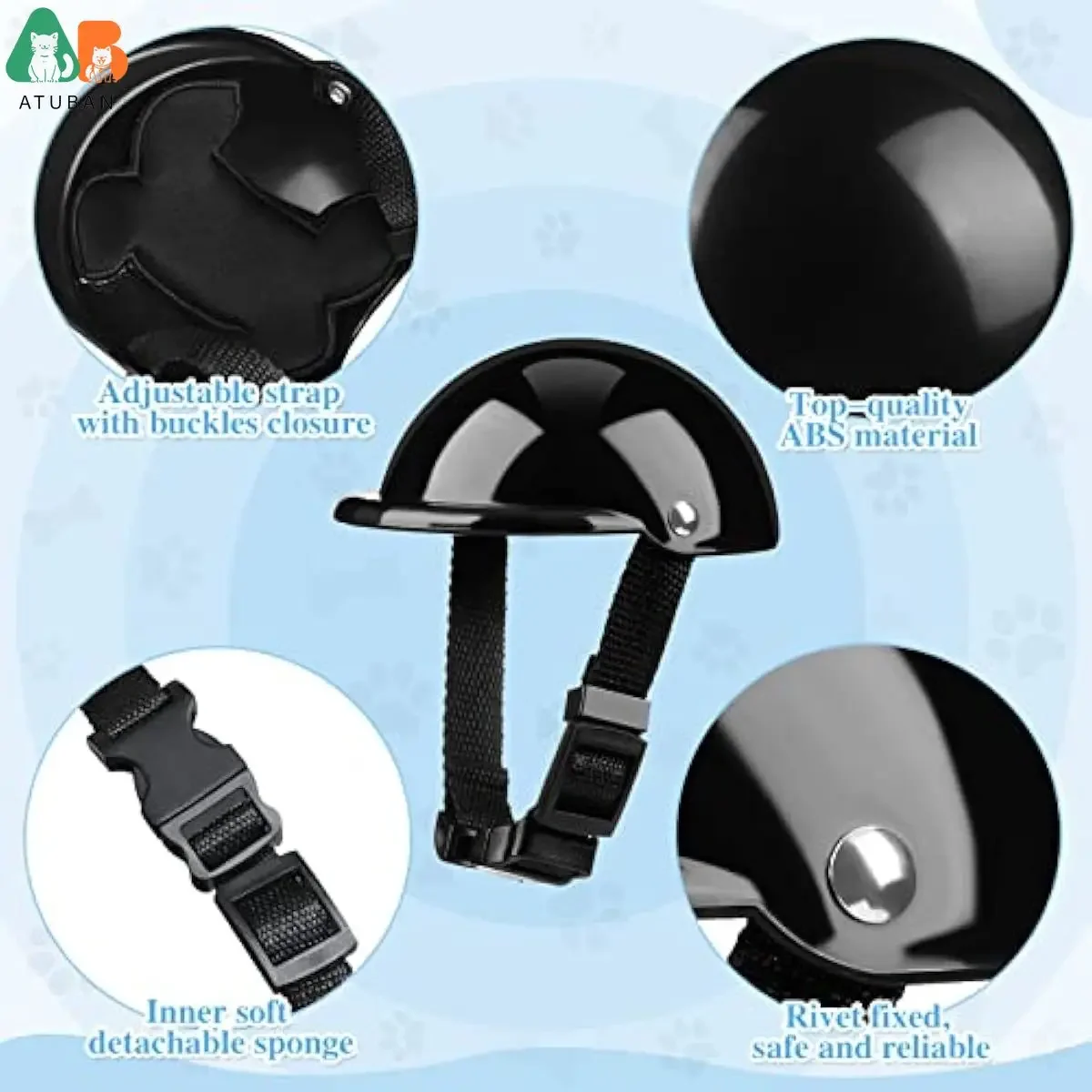 Casco y gafas para perros pequeños, gafas de sol para cachorros, protección UV, casco para mascotas, cinturón ajustable, motocicleta para perros, sombrero de seguridad duro, resistente al viento - imagen 3