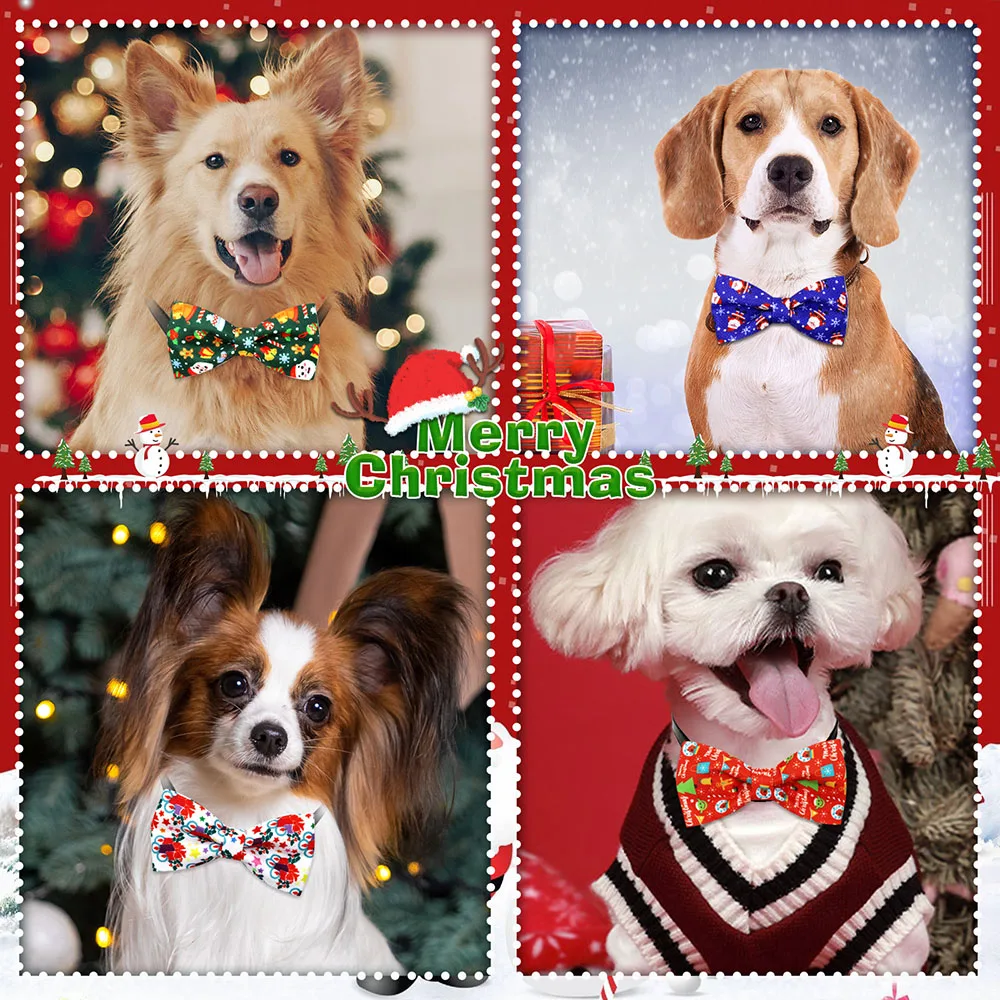 Lazos de Navidad de 50 piezas para perro, Collar de pajarita extraíble para mascota, accesorios de Navidad para mascotas, 2024 - imagen 3
