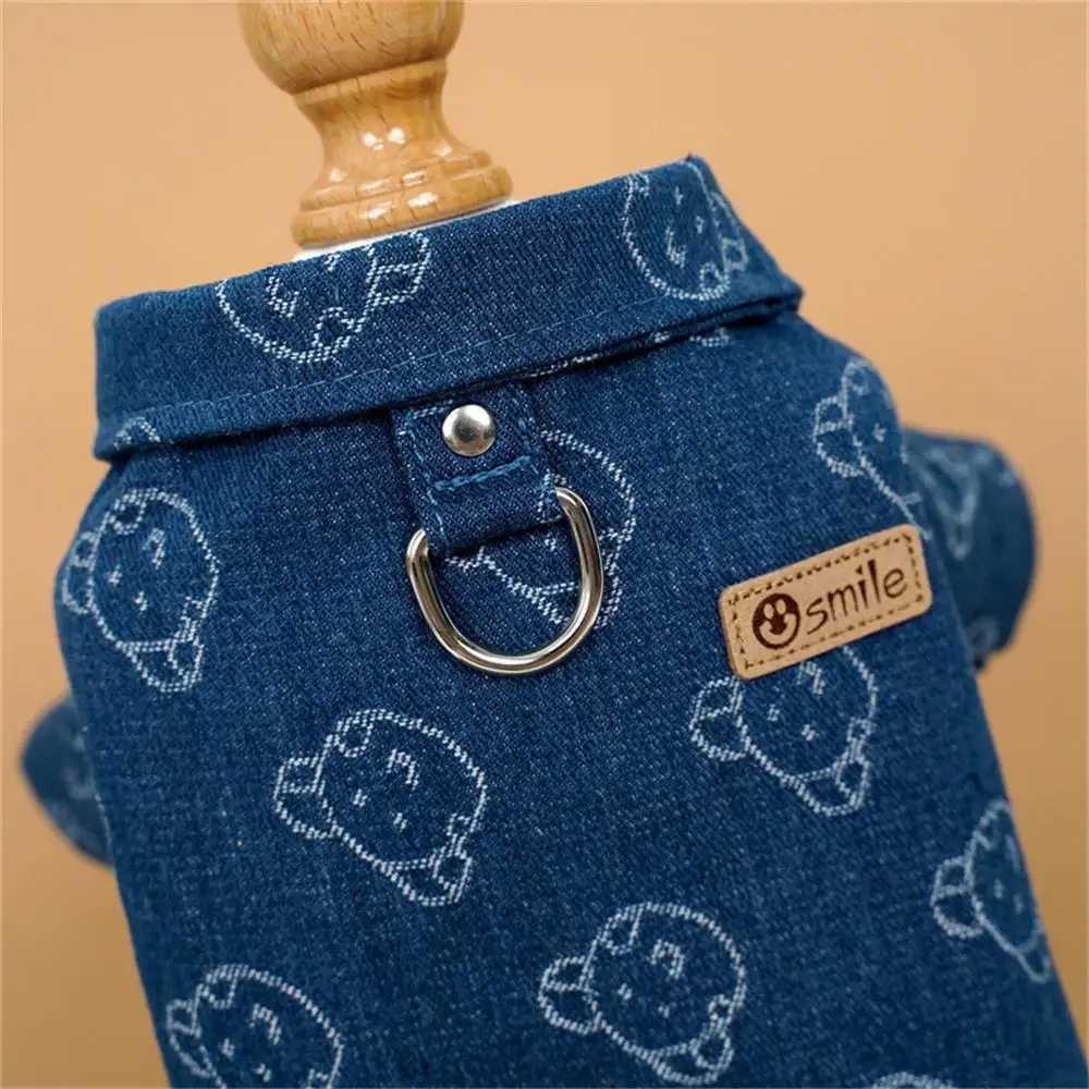 Camisa vaquera para mascotas, chaqueta cálida para perros pequeños y medianos, chaleco con arnés para cachorros, disfraz de Chihuahua, Otoño e Invierno - imagen 5