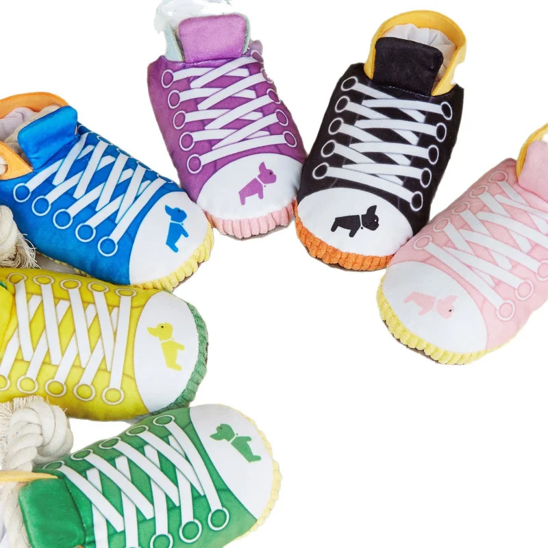 Zapatillas de juguete para perros suaves y resistentes a mordeduras, zapatos de juguete molares, modelo de perro, juguetes de comida ocultos para morder - imagen 3
