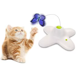 Juguete automático para gatos mariposa giratoria activado por movimiento